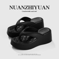 Eva Platform Flip Flops For Women With Thick Sole And Nonslip Design For Summer Casual Wear 41 juoda