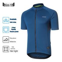 Men's Summer Cycling Jersey, Quick-Dry, Breathable, Full-Zip, Slim Fit, Short Sleeve Asia L (EU M)