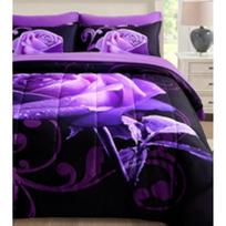 3pcs Blue Rose Pattern 2 Side Printed Bedding Set All Seasons, Soft Microfiber Filling Queen King Size Duvet Cover+2Pillowcases EU Single 135*200cm/53x79in 3pcs