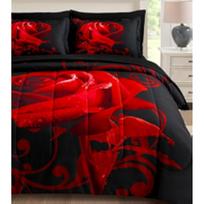 3pcs Blue Rose Pattern 2 Side Printed Bedding Set All Seasons, Soft Microfiber Filling Queen King Size Duvet Cover+2Pillowcases 140*200cm/55x79in Single/Twin 3pcs