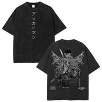 Distressed Anime Tee Attack on Titan Levi Ackerman T-Shirt 3XL black