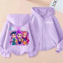 KP Op Hun Ters Zipper Hoodie Cartoon Girls Coat Fashion Thin Clothes Purple Autumn Hoodie Jacket Kids Anime Sweatshirt Gift 120 gray