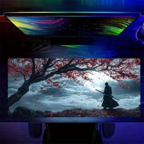 Samurai Cherry Blossom Desk Mat Nonslip Base Gaming Mouse Paddesk Accessories Desk Organizers And Trays Desk Mat 800x300x2mm blue
