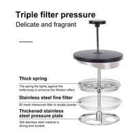 304 Stainless Steel French Press Coffee Maker Stainless Steel French Press  Coffee Making gray