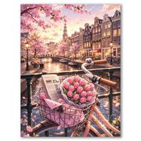 Pink Landscape Art Diamond Painting Cherry Blossom Full Diamond Mosaic Cross Stitch Kits DIY Natural Scenery Home Decor Wall Art 20x30cm Full Round