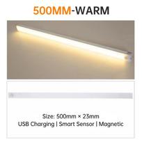 LED naktinis apšvietimas 10/20/30/50cm judesio jutiklis USB įkraunamas itin plonas belaidis spinta virtuvės spintelė naktinis šviestuvas 500mm šilta balta spalva