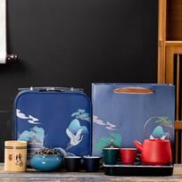 Grubios keramikos kelioninis rinkinys, praktiškas keramikinis aušinimo puodas, kung fu arbatos rinkinys, pilnas kūrybiškų ir praktiškų verslo dovanų rinkinys klientams blue