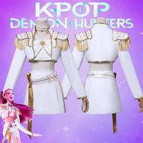 KPop Mira Rumi Zoey Kostiumas Demono Medžiotojai Cosplay Kostiumai Suaugusiems Vaikams Moteriai Mergaitei Vaikams Juodas/Baltas Auksinis Šventės Vienodas Kostiumas XL white