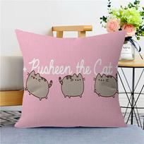 Cute P-Pusheen Cat Pillowcase toon Gift Cushion Cover Bedroom Home Sofa Chair Seat Decor pillow case 12x12Inch gray