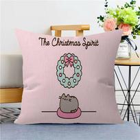 Cute P-Pusheen Cat Pillowcase toon Gift Cushion Cover Bedroom Home Sofa Chair Seat Decor pillow case 12x12Inch gray