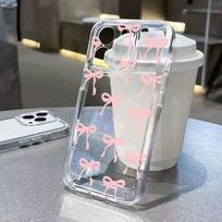 Dėklas OPPO Realme C53 C55 C75 C67 C65 C63 C71 C35 C30 C33 C20 C12 C21Y C25Y 9 11 10 12 Pro Plus 8 8i, skaidrus, su rožiniu kaspinėliu Realme C35 4G white