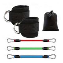 Yousheng 1Pc/1 Set Ankle Resistance Band with Adjustable Ankle Cuff Hip Gluteus Training Body Stretching Shaping Exercise Band Home Gym Workout black