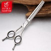 Fenice 6.5 inch Curved Thinning Shear for Dogs Pet Grooming Curved Chunkers Thinning/Blending Shear JP440C gray