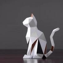 Modern Art Resin Origami Rabbit Cat Statues Geometric Animal Sculpture Crafts TV Cabinet Office Home Decor Figurine Unique Gift white