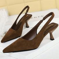 Womens Suede Pumps Pointed Hollow Out High Heels 6CM Summer Sandals Office Shoes Kitten Heels 39EU/CN40 ruda