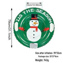 Cartoon Snowman Inflatable Snow Tube: Winter-Proof, Thick PVC, Anti-Rollover Sled blue
