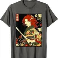 Japanese Gothic Samurai Art Irish Unisex With Katana Sword T Shirt 4XL black