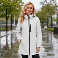 Fashion Ladies Mid‑Length Wind Resistant Hooded Coat, Full Zip Adjustable Hood Windproof Jacket, Multi‑Pocket Practical Outerwear for Women Daily XXL gray
