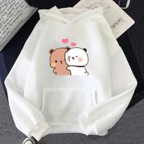 Cartoon Panda Bubu And Dudu Women Plus Size Hoodie Sweatshirt Kawaii Harajuku Round Neck Harajuku Unisex Printed Clothes Tops XXXL white