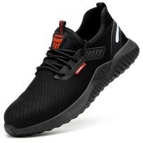 Men's Steel Toe Safety Shoes - Anti-Smash, Anti-Puncture, Lightweight, Comfortable, Breathable, Black, All-Season Work Shoes. 47 black