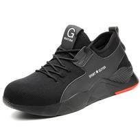 Men's Steel Toe Safety Shoes - Anti-Smash, Anti-Puncture, Lightweight, Comfortable, Breathable, Black, All-Season Work Shoes. 35 black