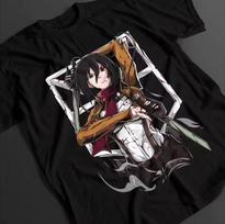 Anime Attack on Titan Mikasa Ackerman Printed T shirt Men's and Women's T shirt Men's Top Sports T shirt Men's T shirt Y2K Tee M gray