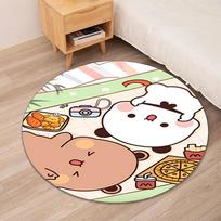 Bubu Dudu Printed Round Rug Carpet Chair Rug Area Rug Entryway Doormats,for Office Chair Living Room Bedroom Kitchen Room. 100cmx100cm