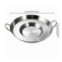 Uncoated Stainless Steel Grill and Fry Pan Induction Compatible Round Concave Frying with Two