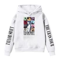 Taylor Swift Inspired Kids Hooded Sweatshirt Casual Wear Cotton Blend Long Sleeve Multiple Colors Designs 120cm white