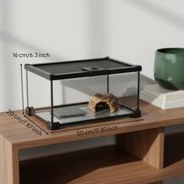 Glass Amphibian Terrarium Top Ventilation Transparent Enclosure gray