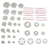 47pcs/set Fondant Cake Decoration Cutters Cookies Cutter Molds DIY Pastry Baking Decor Tool white