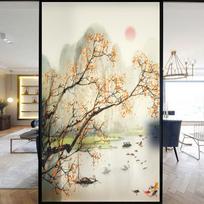 Kinų stiliaus bambuko raštas Privatumo langų plėvelė Svetainė virtuvė Stumdomų durų lipdukai Statiniai prilipdomi matinio stiklo plėvelės 40x90cm beige