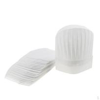 Disposable High Chef Cap Baker Catering Serving Apparel White Round 11 Inch white