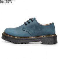 Martin boots first layer 1 low-top small leather shoes women's genuine leather Crazy Horse black large size short boots round head men's break 47 gray
