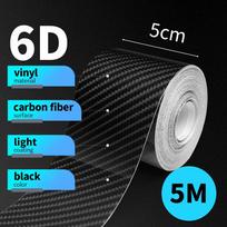 3D Carbon Fiber Car Sticker Paste Protector Glossy Black Vinyl Wrap Film Car Wrap Sheet Film Waterproof Protection Accessories Glossy 6D 5cmx5m