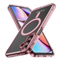 For Samsung Galaxy A55 5G Clear Magnetic Case, Compatible with MagSafe shockproof Slim Metal Button Protection Transparent Cove PC TPU&just case&For Galaxy A55 pink