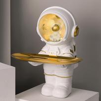 Decor Statues Figurines for Room, Astronaut Sculptures Modern , Resin Decorative with 27x22.5x21cm_white  white