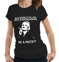 Pasaulyje, pilname Kardashianų, būk Patsy Moteriški marškinėliai Moteriški Patsy Unisex marškinėliai M beige