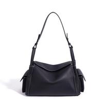 Fashion women's bag summer lazy wind Korean high-end single shoulder armpit bag commuter leather women's large-capacity handbag black