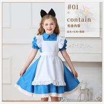 Alice Children's Show Dress Maid Dress Halloween Girl Dress Pastoral Farm Style Lolita Dress cos 160cm gray