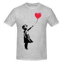 Funny Banksy Girl With Balloon Unisexs Printed TShirt Unisex T shirtShirt Male L gray