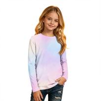 Kids' Long Sleeve Neck Printed T-Shirt Casual Top for Boys and Girls 110 white