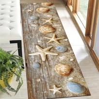 1Pcs Starfish And Seashell Non-Slip Washable Area Rug Runner for Entryway, Living Room, Bedroom & Patio 60X90cm white