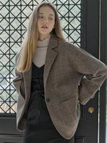 Avant-G Check Herringbone Oversize Jacket - Brown Black/Free gray