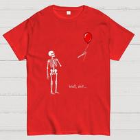 Skeleton Lost Balloon Dark Humor Halloween Cotton Summer Casual Cool Loose T-Shirt S red