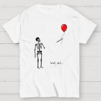 Skeleton Lost Balloon Dark Humor Halloween Cotton Summer Casual Cool Loose T-Shirt XL white