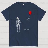 Skeleton Lost Balloon Dark Humor Halloween Cotton Summer Casual Cool Loose T-Shirt M gray