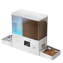 ROJECO 8,5L 2in1 Automatinis gyvūno maisto dozatorius Gravitacinis vandens fontanas Mygtuko versija Automatinis 5L kačių ėdalo dozatorius su 3,5L vandens papildymu Button Version brown