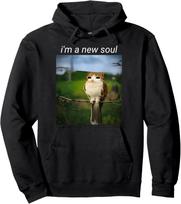 Funny Meowl Meme Cat Owl Brainrot Gen Alpha Unisex Hooded Sweatshirt S black