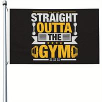 1pc, Single-Sided Printed 1pc, Straight Out Fitness Gym Outdoor Flag Single-Sided Flag 3X5M Outdoor Decorative Banner Flag with 2pcs Eyelets Courtyard 90x150cm